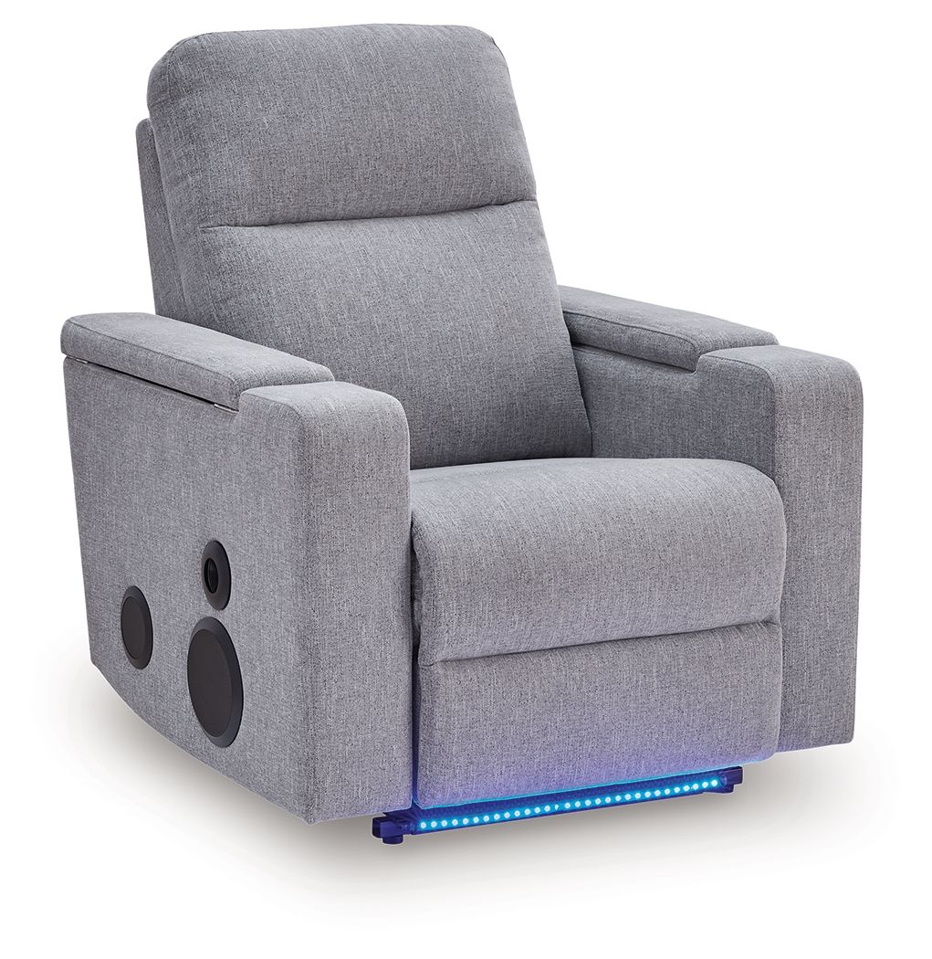 Pineland - Glider Power Recliner With Audio System - Pewter - Stylish Home Furniture