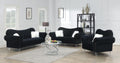 U217 - Loveseat With Two Fur Pillows & Acrylic Legs - Black
