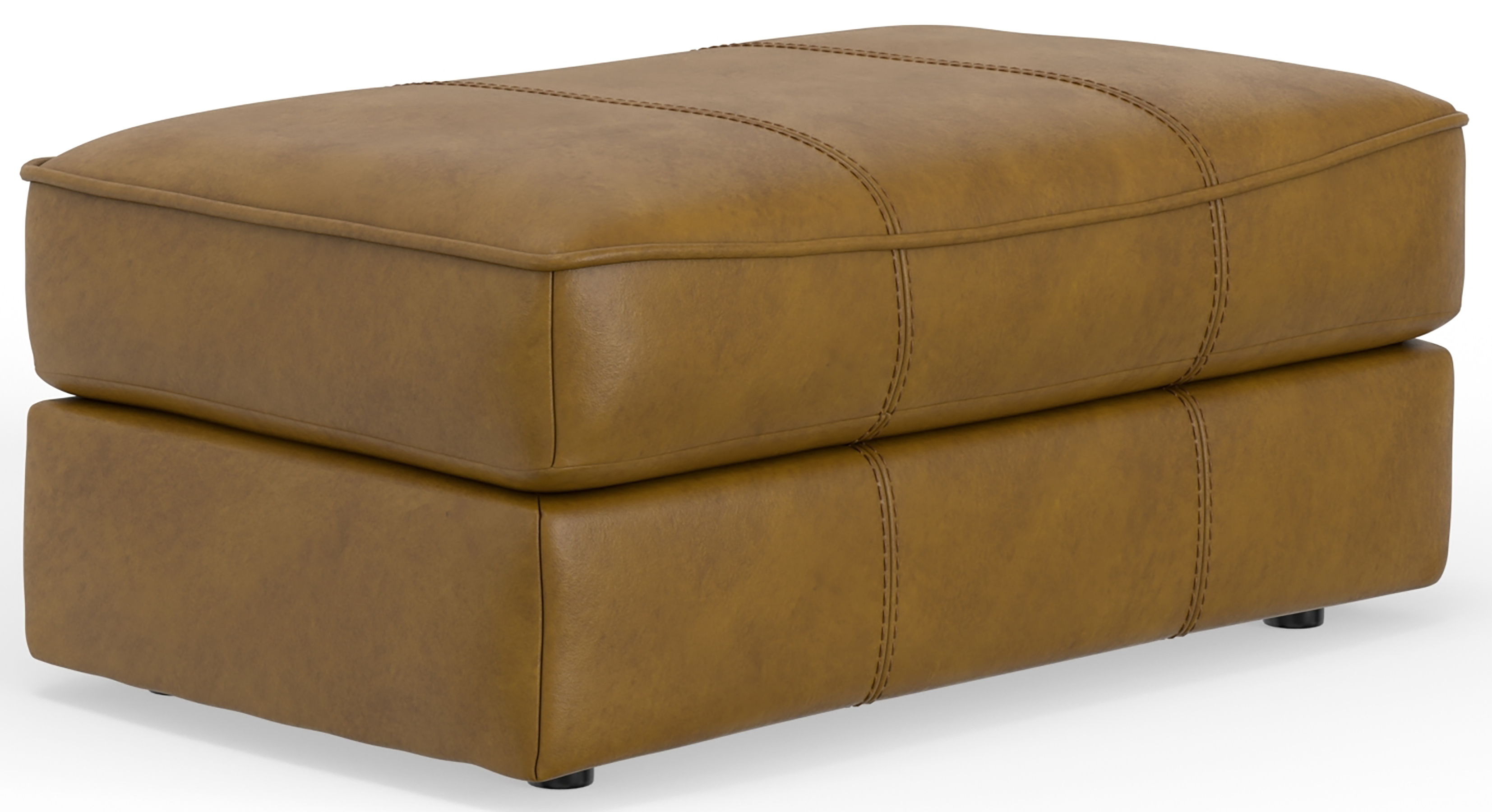 Corvara - Top Grain Italian Leather Match Ottoman - Caramel - Stylish Home Furniture