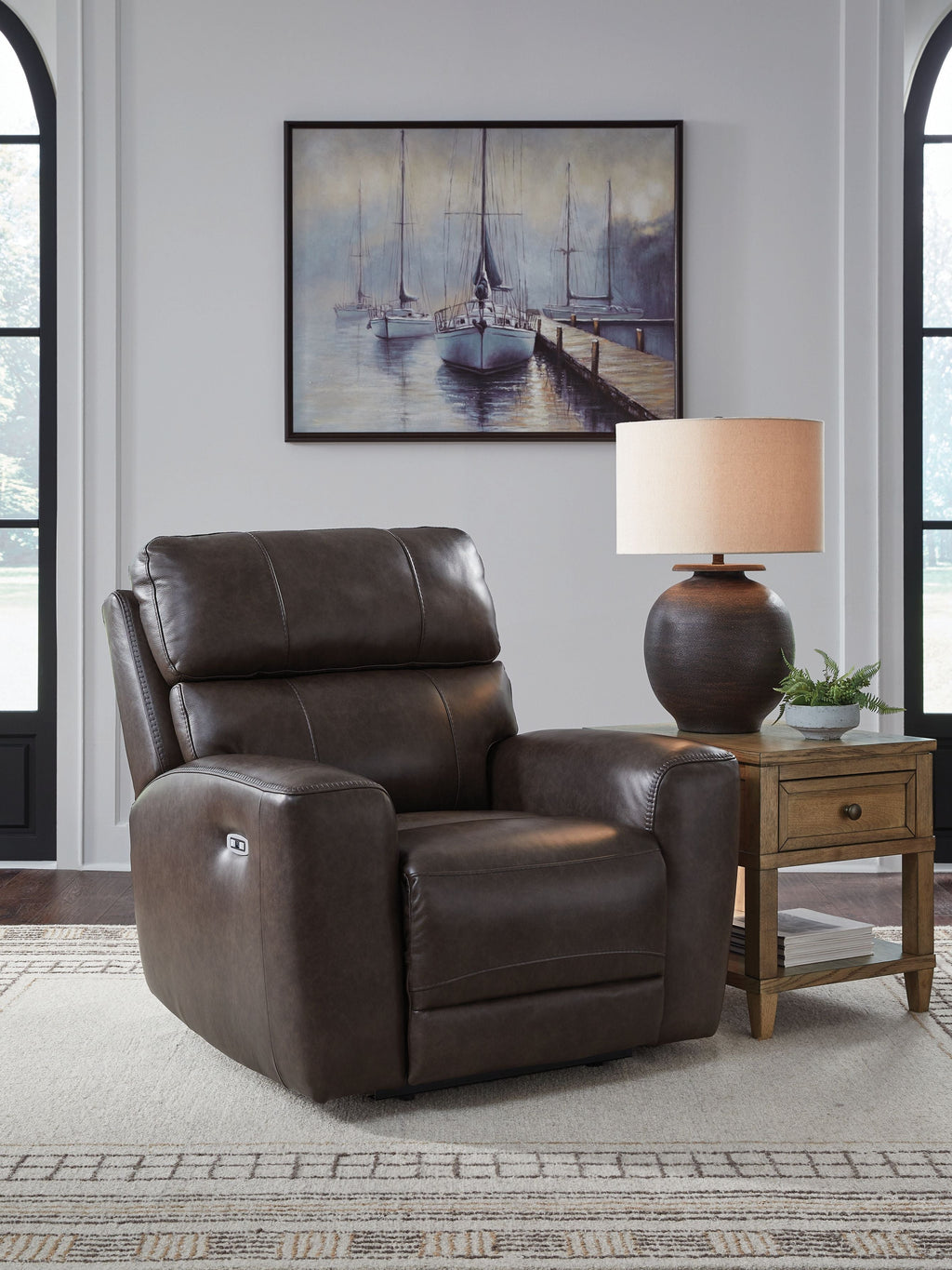 Crossplex - Power Recliner / Adjustable Headrest - Smoke - Stylish Home Furniture