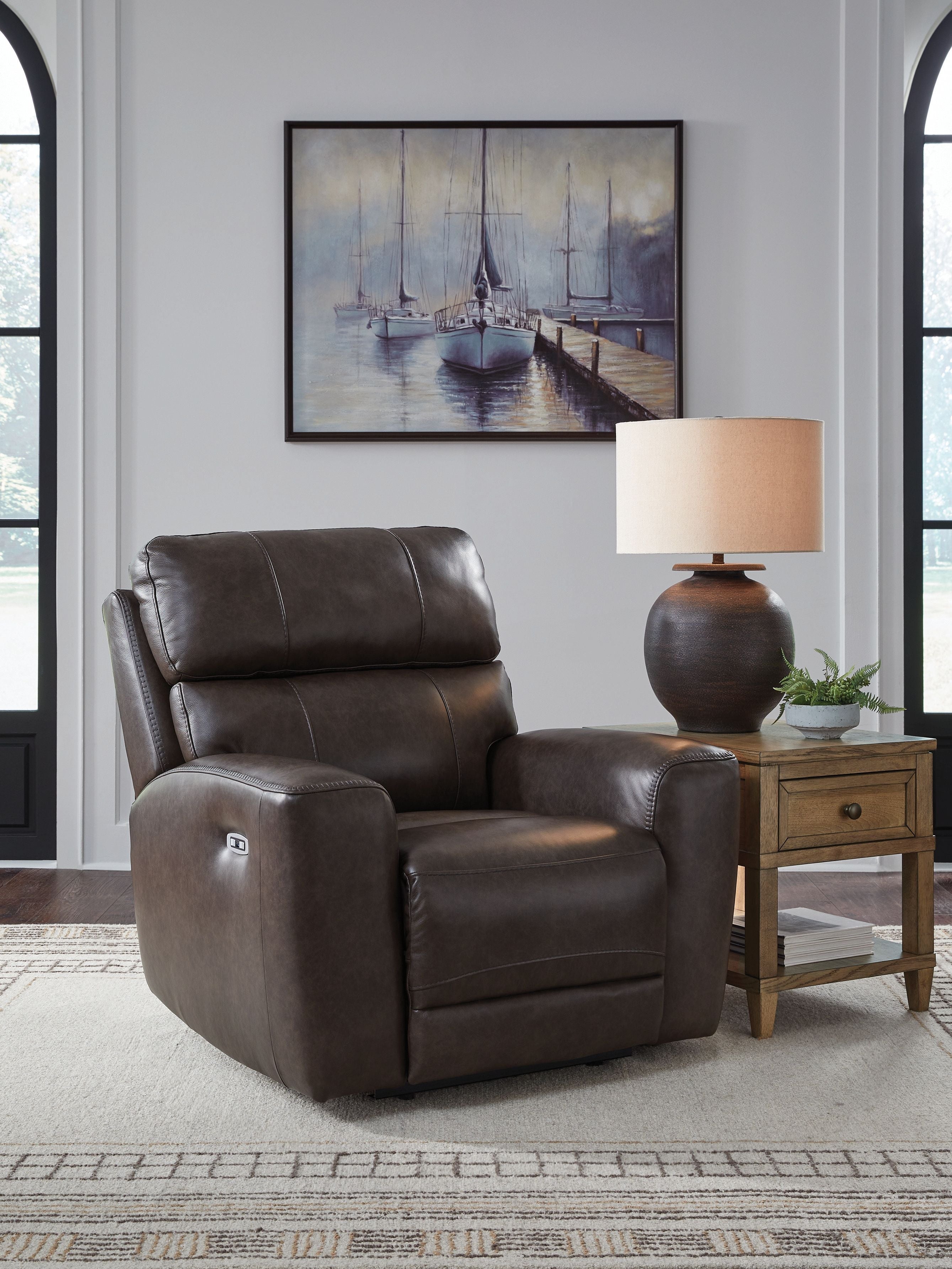 Crossplex - Power Recliner / Adjustable Headrest - Smoke - Stylish Home Furniture