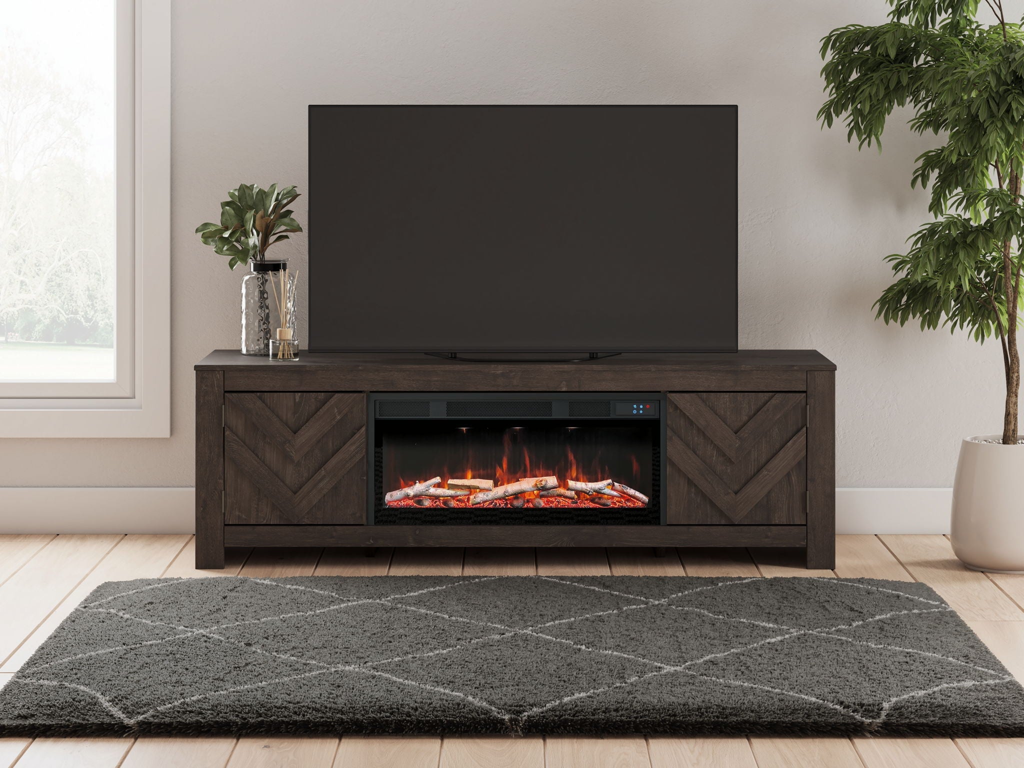 Cayboni - LG TV Stand With Fireplace Option - Stylish Home Furniture