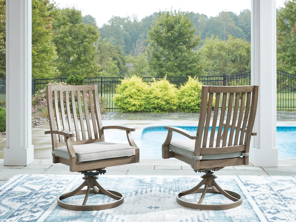 Rainier Ranch - Swivel Chair With Cushion (Set of 2) - Brown / Beige - Stylish Home Furniture
