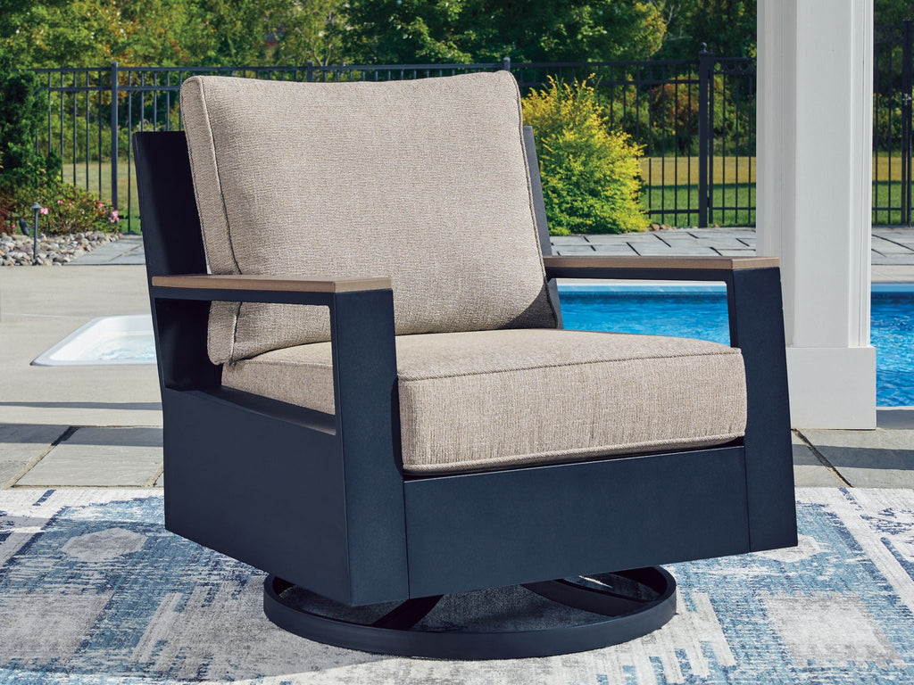 East Beach - Swivel Glider Chair With Cushion - Blue - Stylish Home Furniture