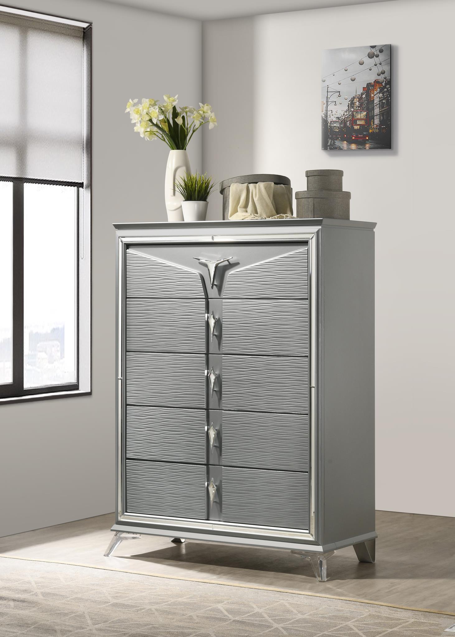 B024 - Chest - Olive Shimmer Silver - Stylish Home Furniture