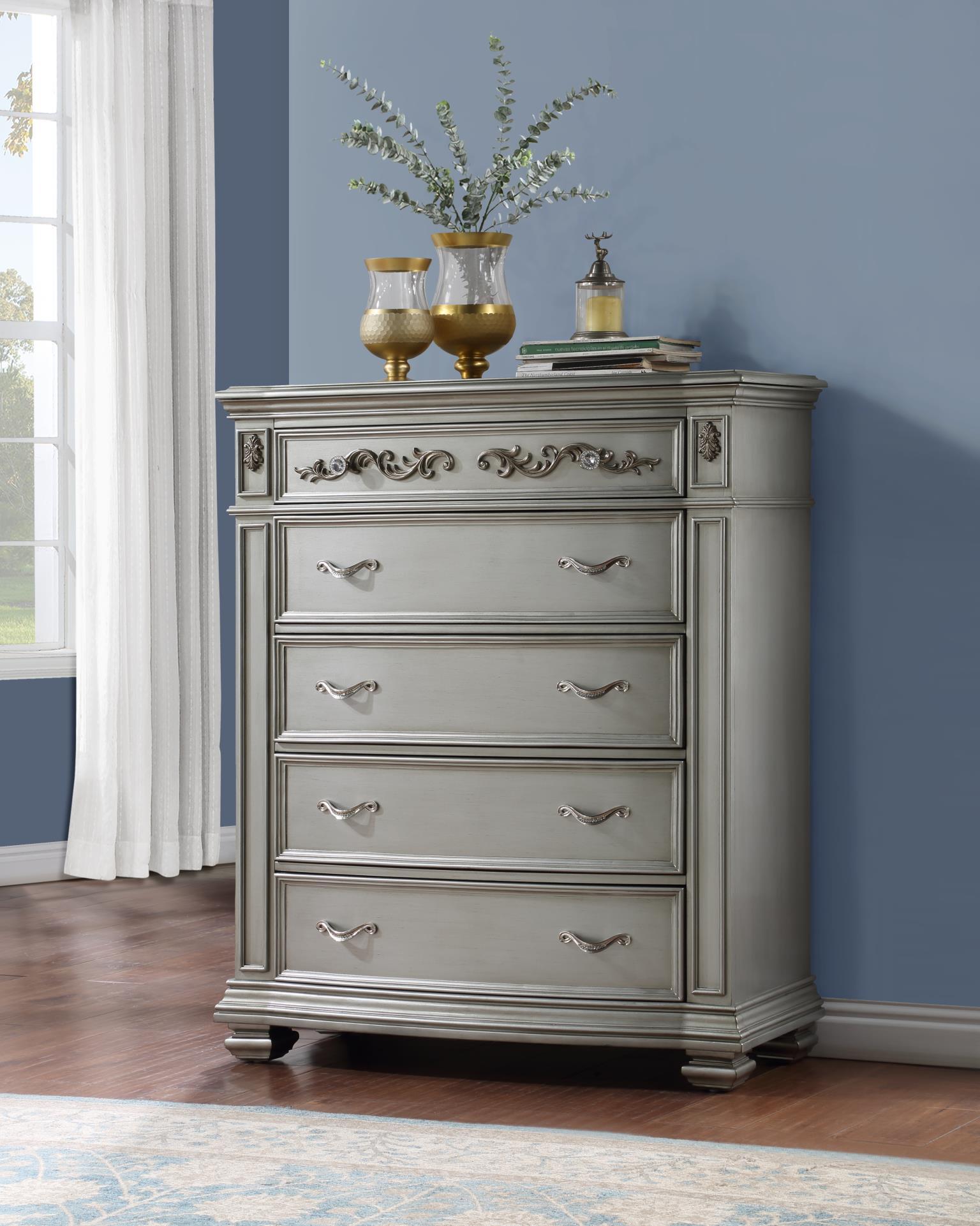 B062 - Chest - Shimmer Silver - Stylish Home Furniture