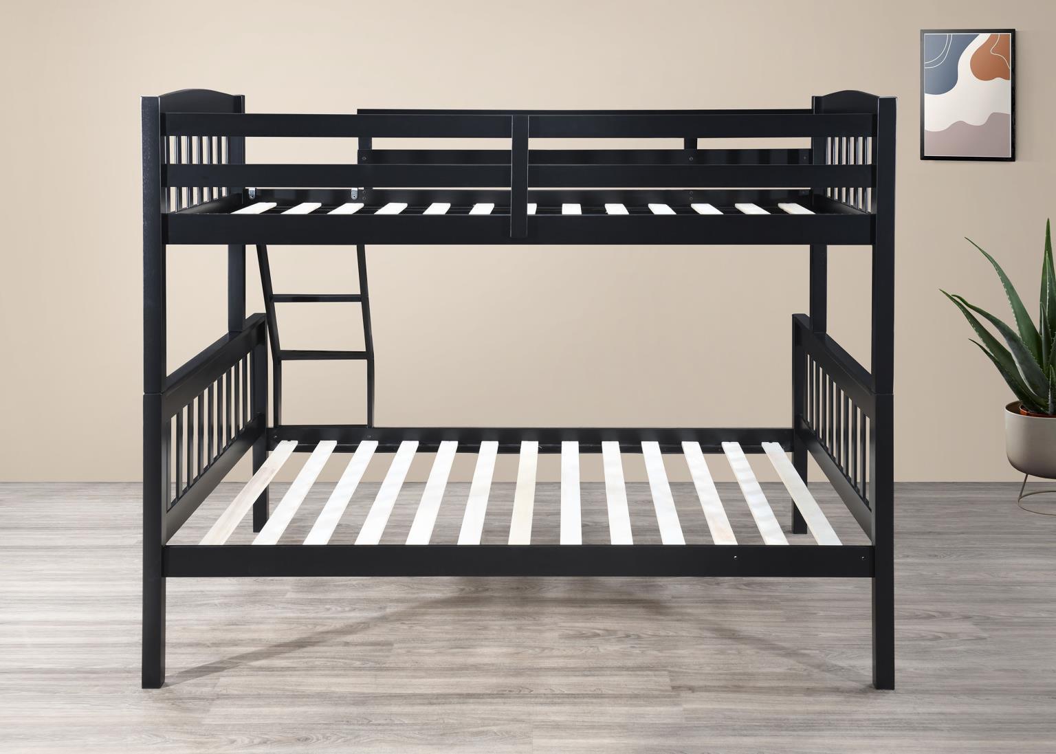 S095 - Twin / Full Bunk Bed - Black - Stylish Home Furniture