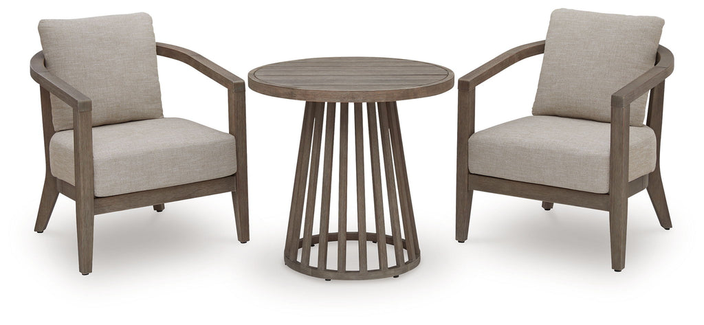 Joy Lagoon - Outdoor Chairs With Cushions/Table (Set of 3) - Beige - Stylish Home Furniture