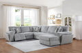 U260 - Corduroy Power Reclining 4 Piece Sectional With 2 Wireless Charger - Gray - Stylish Home Furniture