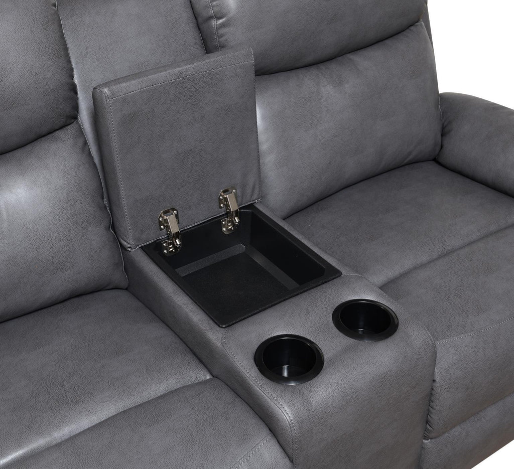 U185 - Motion Sofa With Drop Down Table - Gray