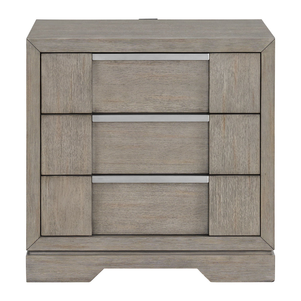Kelis - 3 Drawer Nightstand With USB - Gray - Stylish Home Furniture
