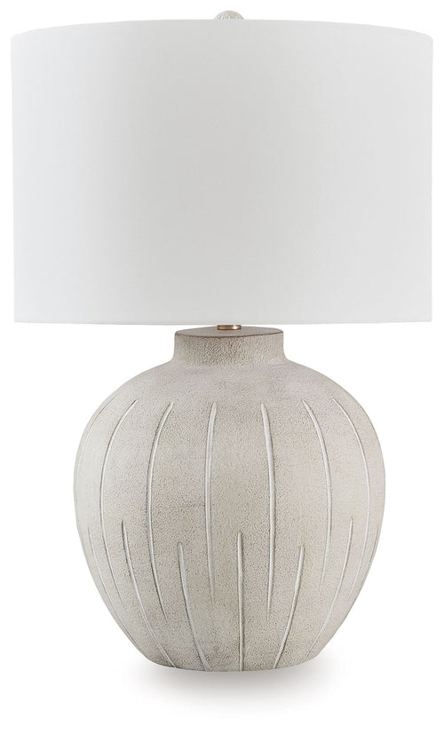 Calbert - Poly Table Lamp - Warm Gray - Stylish Home Furniture