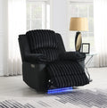 U161 - Corduroy Power LED Reclining Chair - Black - Stylish Home Furniture