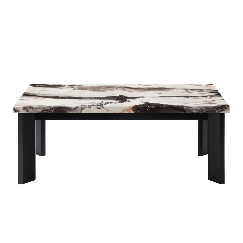 Strata - Faux Marble 3 Piece Occasional Set (1 Coffee & 2 End Tables) - Black / White - Stylish Home Furniture
