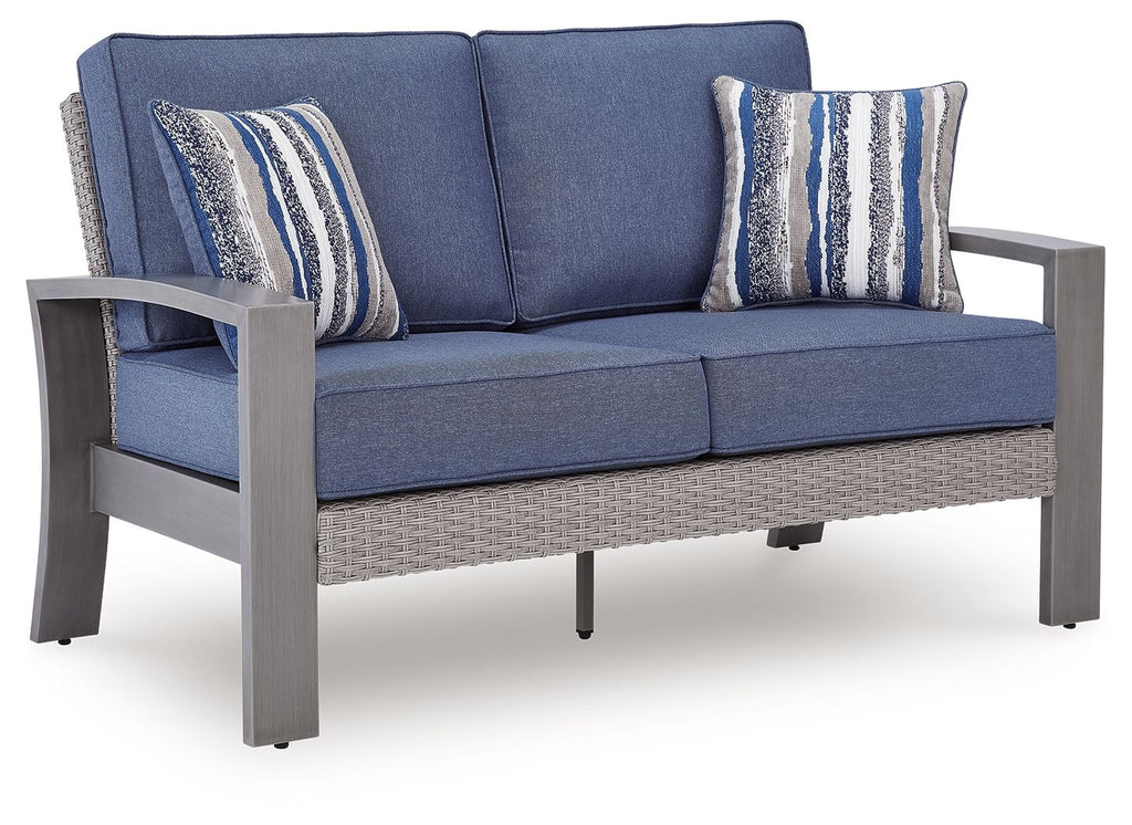 Half Moon Beach - Loveseat With Cushion - Blue / Gray - Stylish Home Furniture