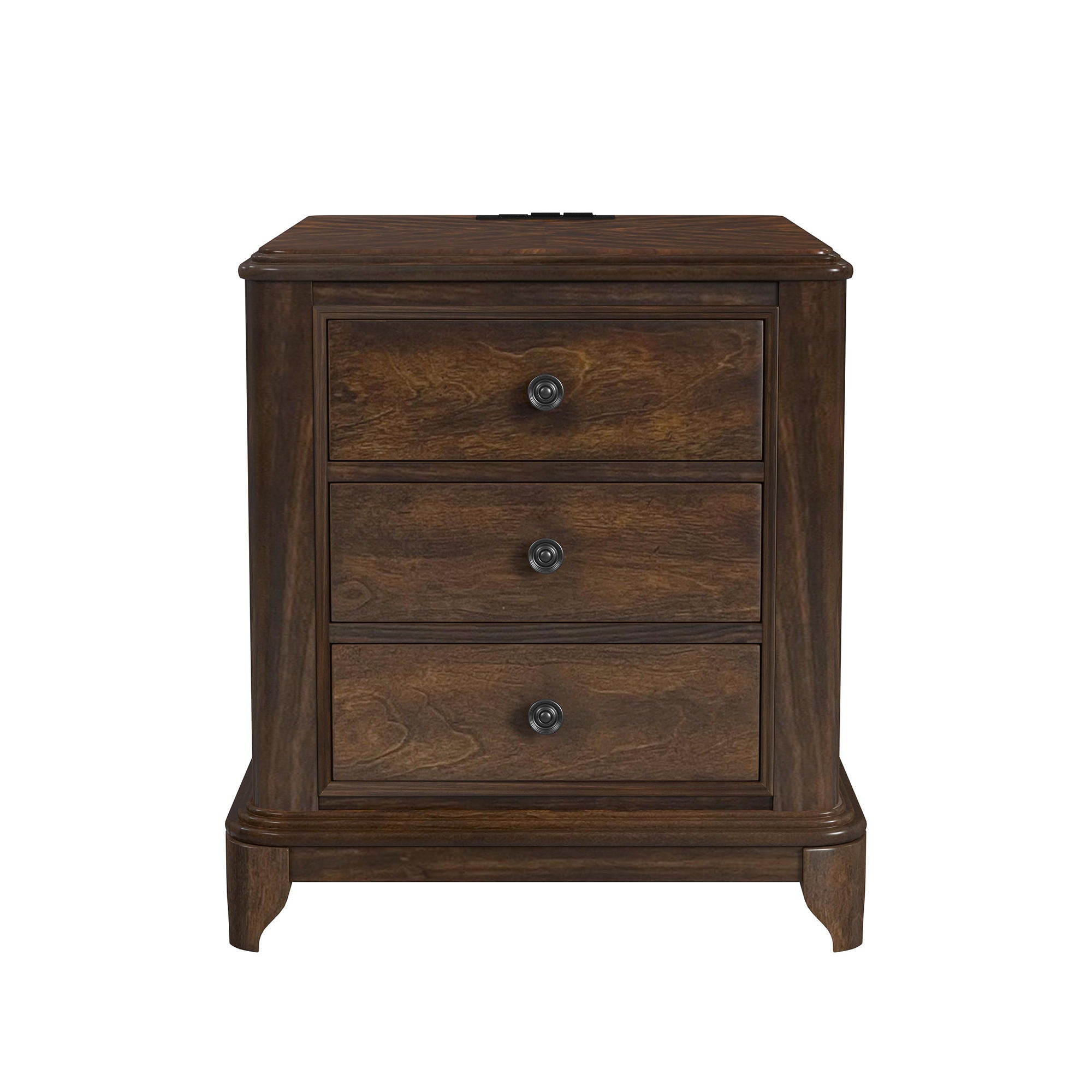 Phillipe - 2-Drawer Cabinet With USB - Cherry - Stylish Home Furniture