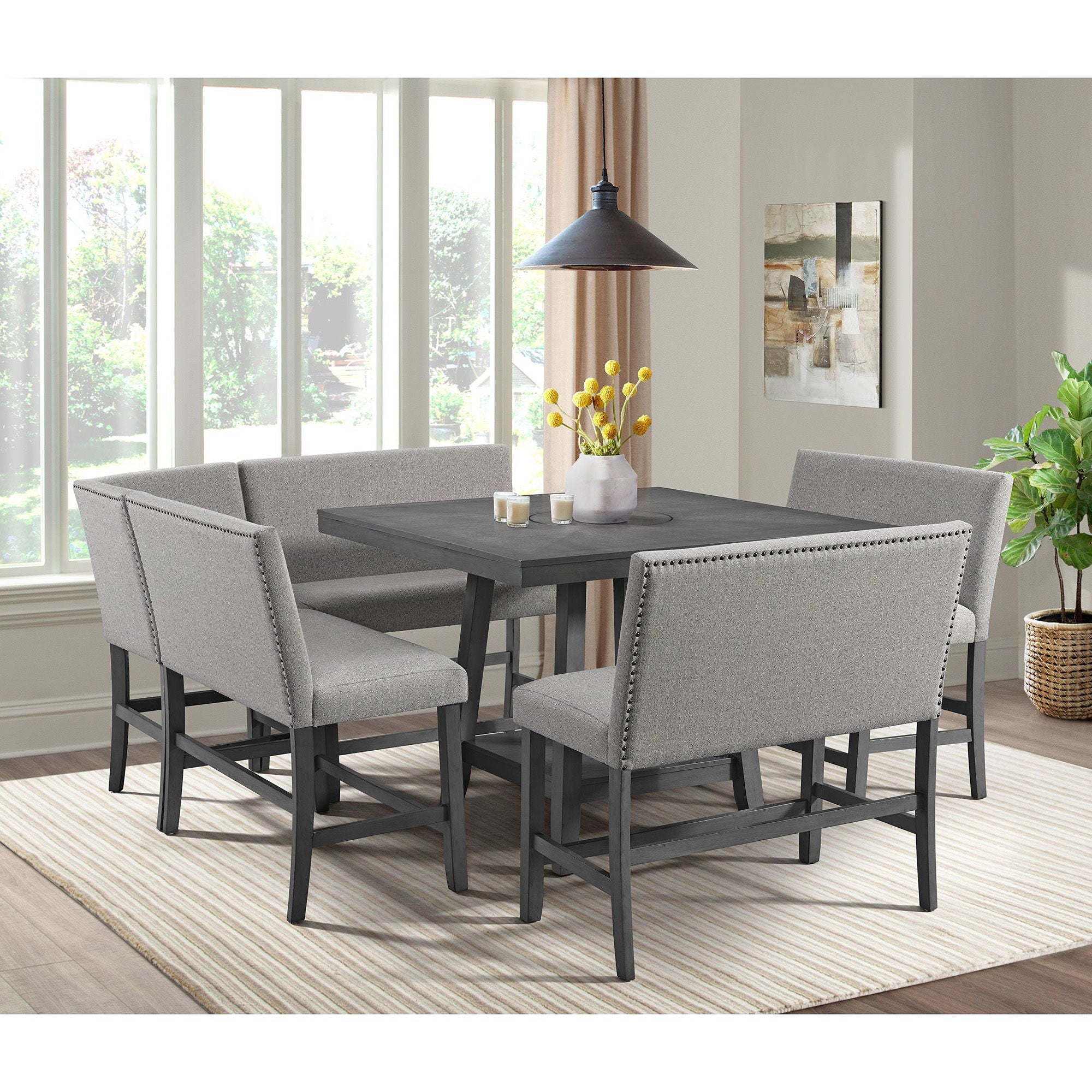 Seneca - Counter Corner Bench With Upholstered Back - Stylish Home Furniture