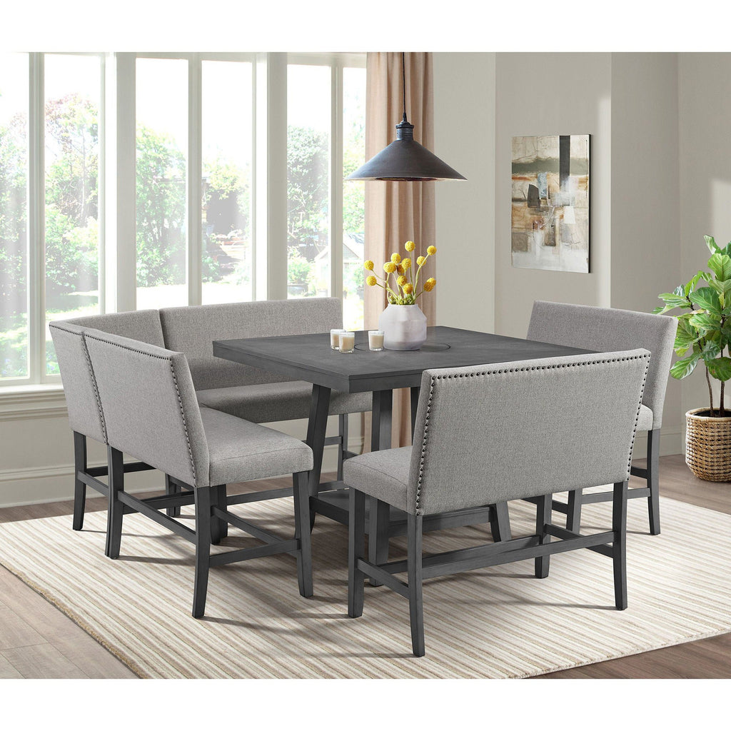 Seneca - Counter Bench With Upholstered Back And Fabric - Brown - Stylish Home Furniture