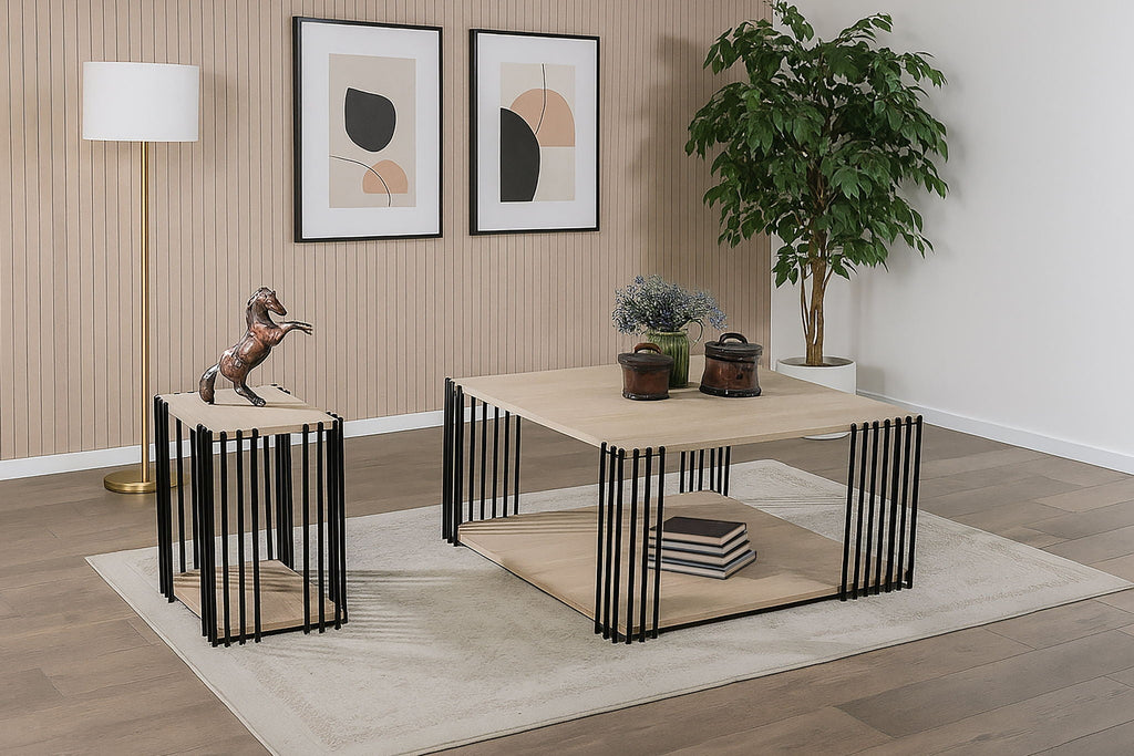 Vertex - Rectangular 3 Piece Occasional Set (1 Coffee & 2 End Tables) - Brown / Black - Stylish Home Furniture