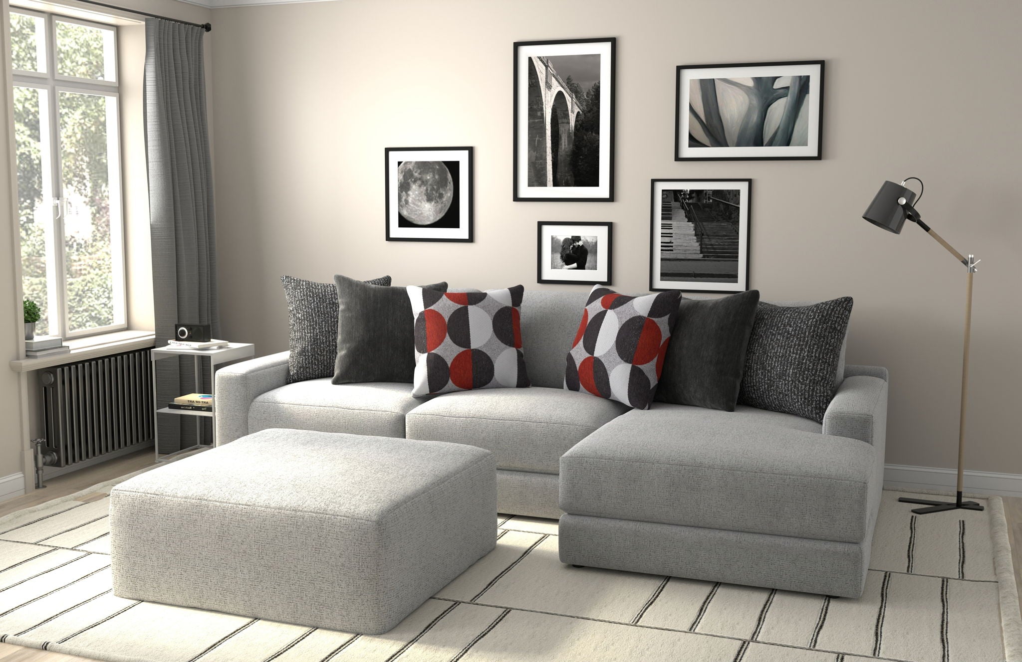 Arlo - Oversized Sofa Chaise With Cocktail Ottoman - Stylish Home Furniture