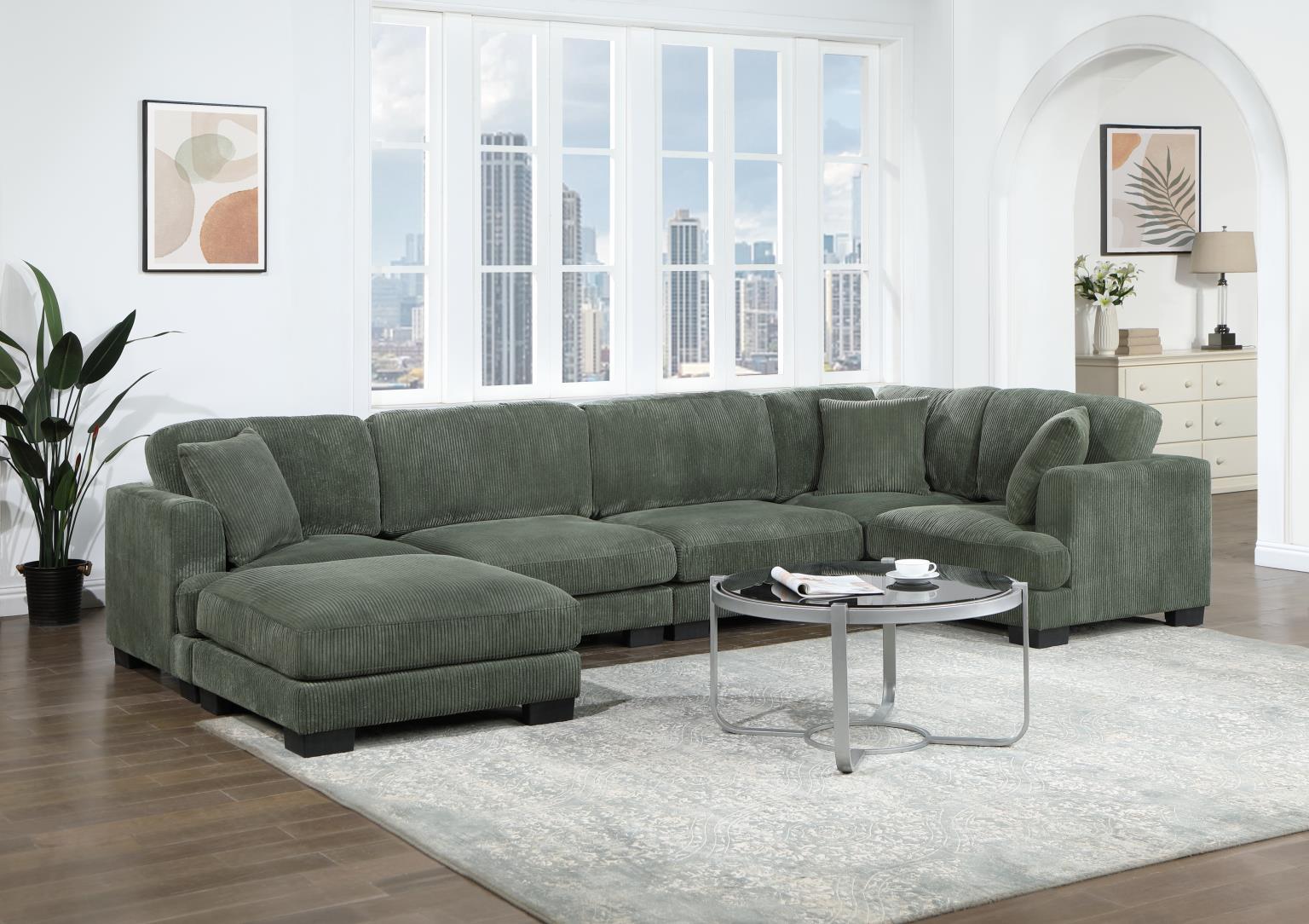 U256 - 6 Piece Sectional - Green - Stylish Home Furniture