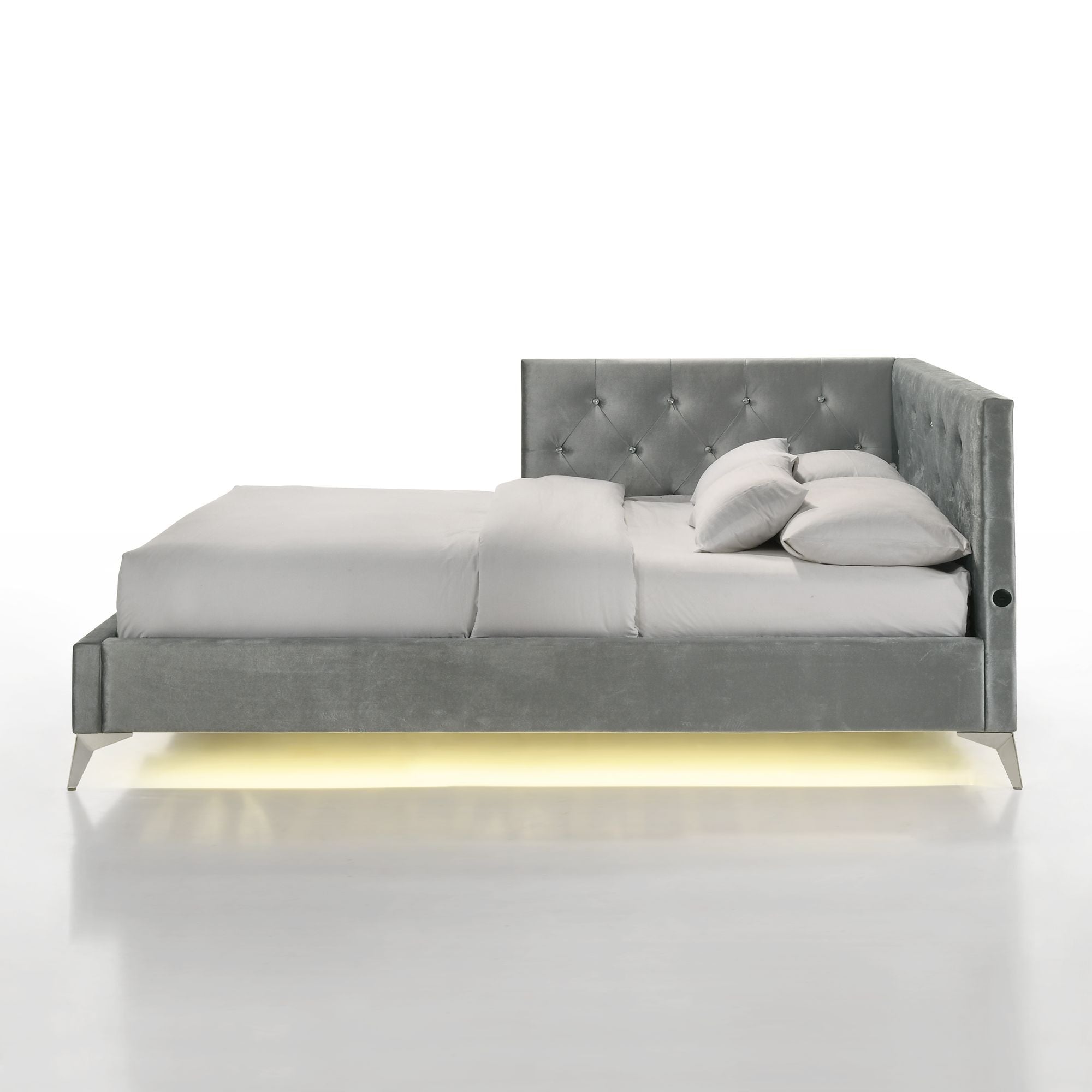 Amberley - Full Upholstered Corner Bed With LED And USB - Stylish Home Furniture