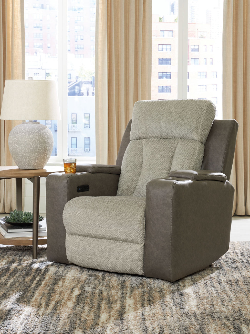 WhipLash - Power Recliner With Adj Headrest - Sisal - Stylish Home Furniture