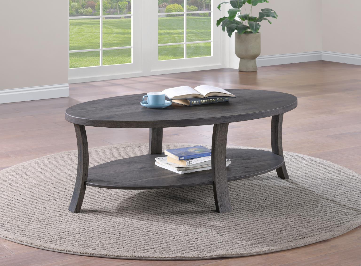 T177 - Coffee Table & 2 Round End Tables - Dark Brown - Stylish Home Furniture