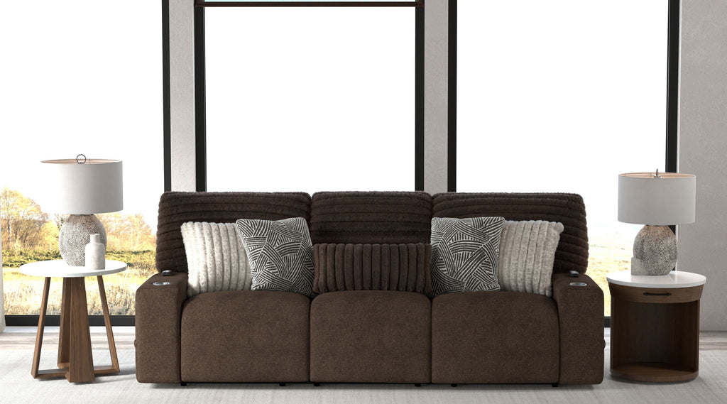 Zen - Power Reclining Sofa With CR3 Heat/Massage/Zero Gravity - Chocolate - Stylish Home Furniture