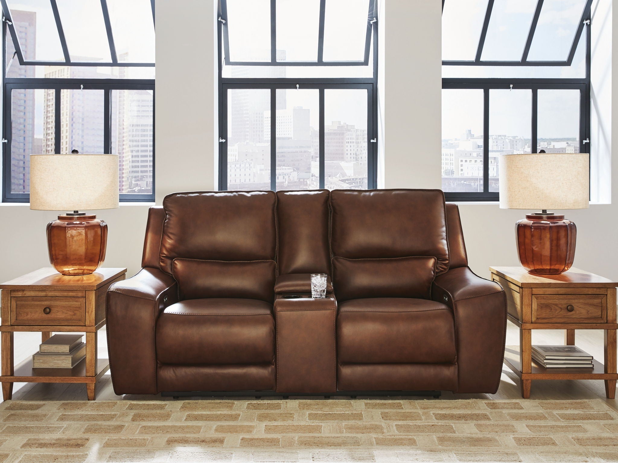 DeepWakes - Power Reclining Loveseat / Console / Adjustable Headrest - Stylish Home Furniture
