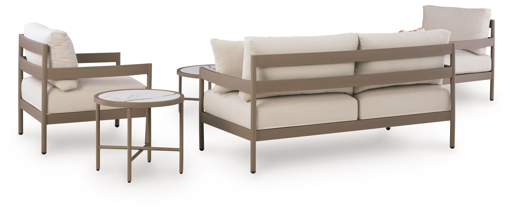 Bluff Trail - Loveseat, Lounge Chairs, Tables Set (Set of 5) - Beige - Stylish Home Furniture