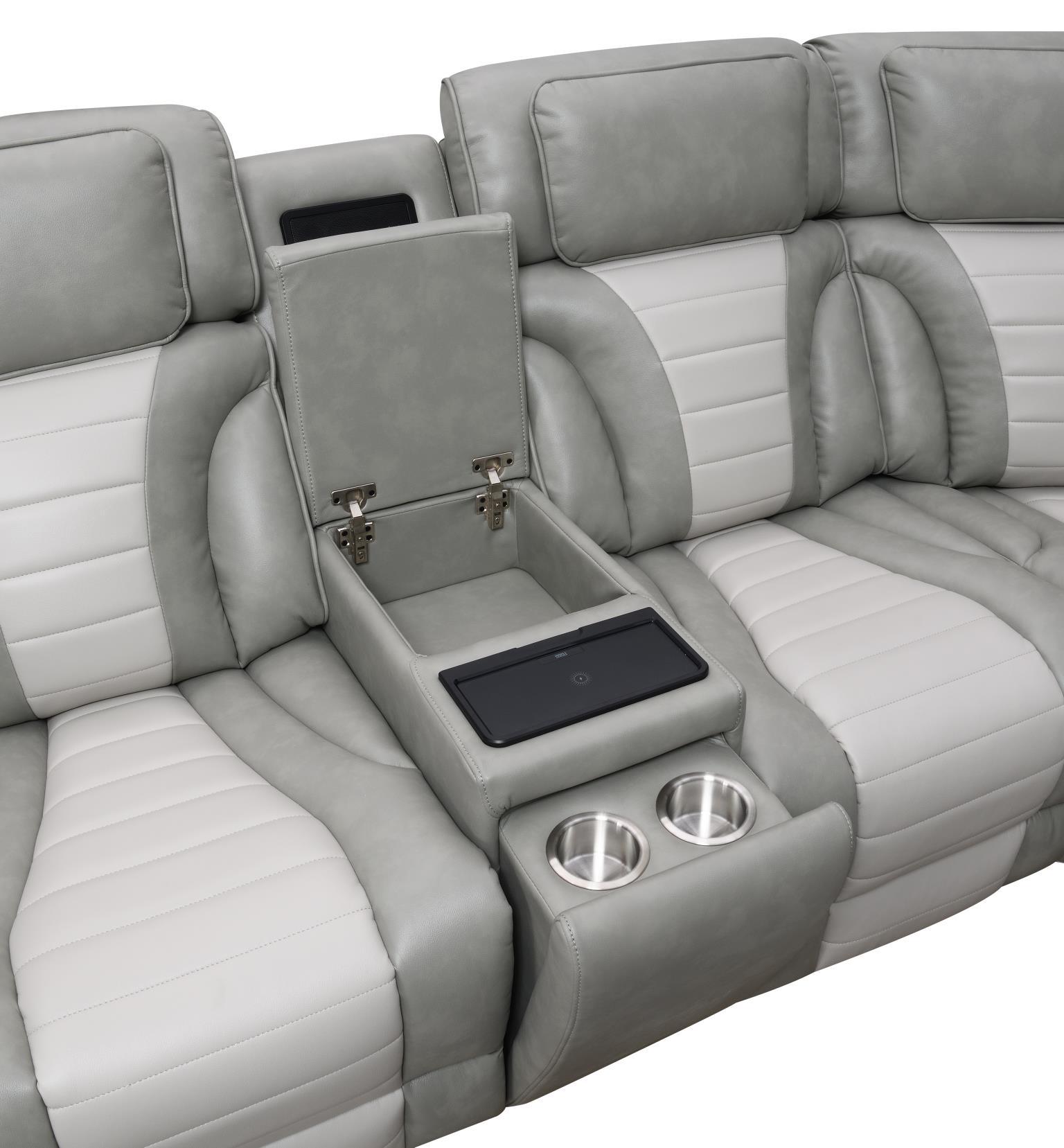U58 - Power 3 Piece Sectional With Bluetooth Speaker And Wireless Charger - Gray - Stylish Home Furniture