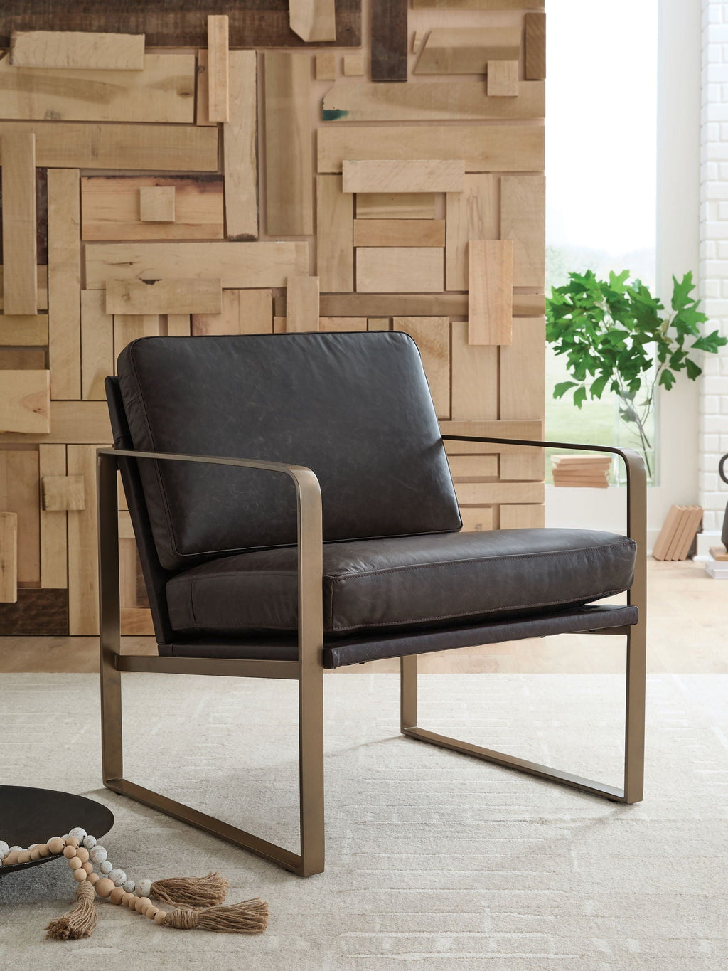 Bradett - Accent Chair - Dark Brown / Gold Finish - Stylish Home Furniture