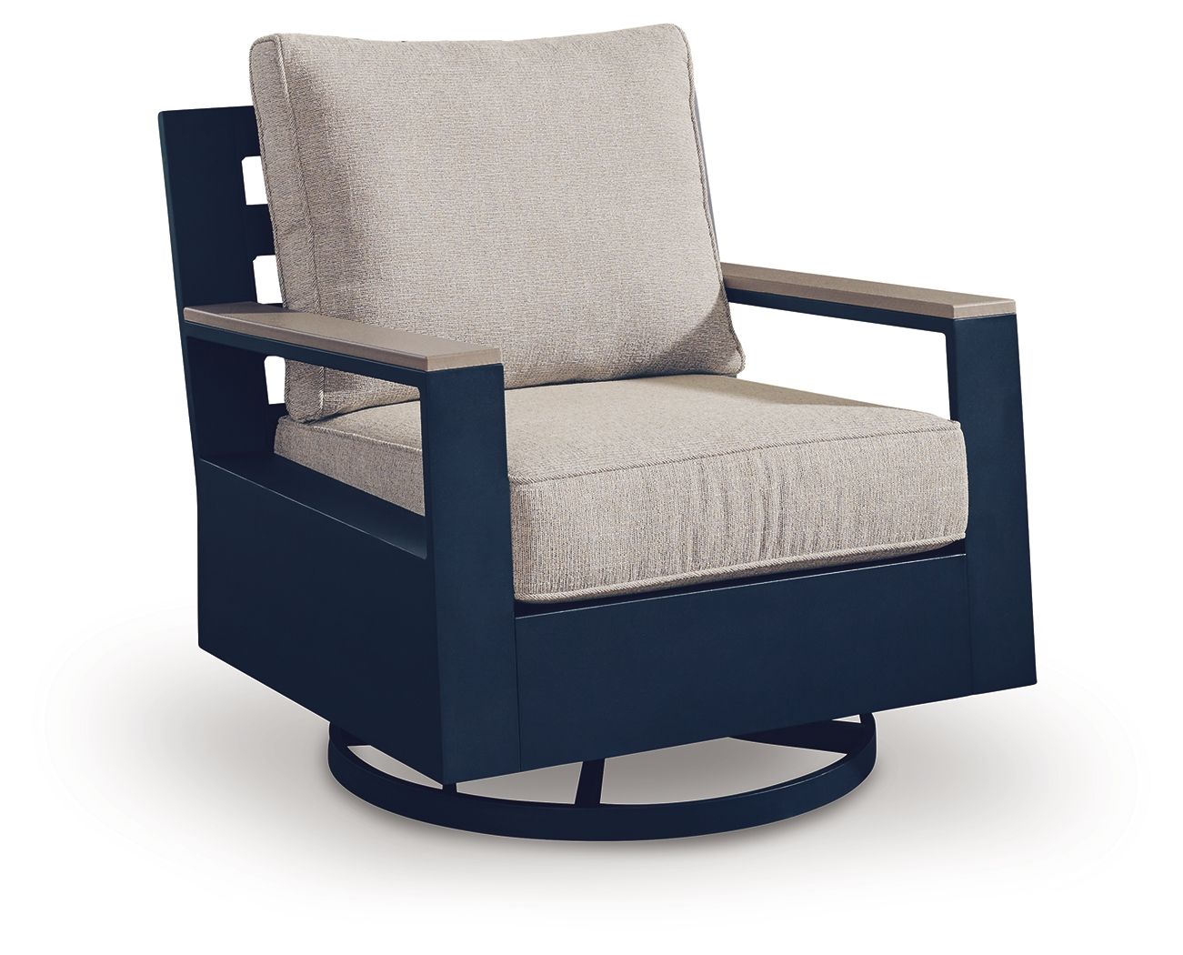 East Beach - Swivel Glider Chair With Cushion - Blue - Stylish Home Furniture