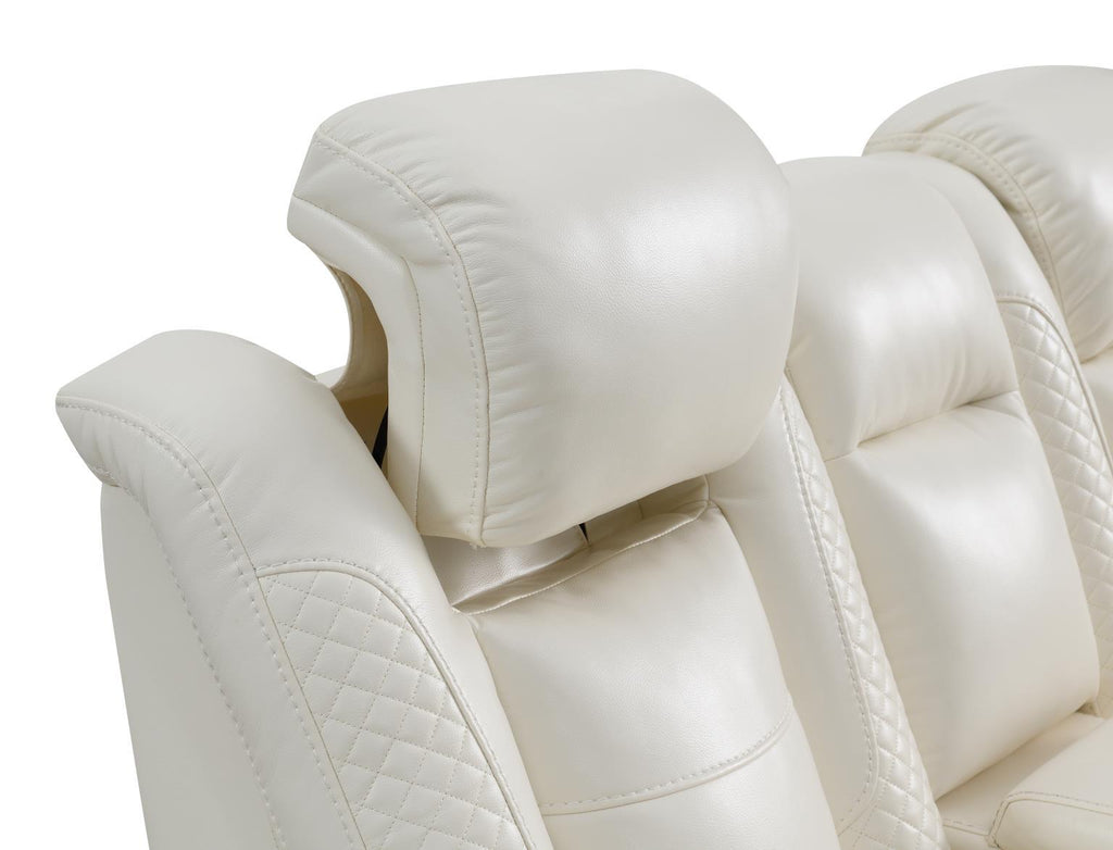 U94 - LED Power Reclining With Power Headrest, And Drop Down Table Sofa - White - Stylish Home Furniture