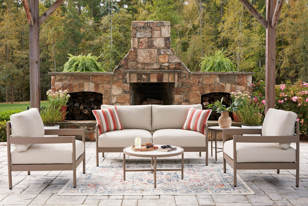 Bluff Trail - Loveseat, Lounge Chairs, Tables Set (Set of 5) - Beige - Stylish Home Furniture