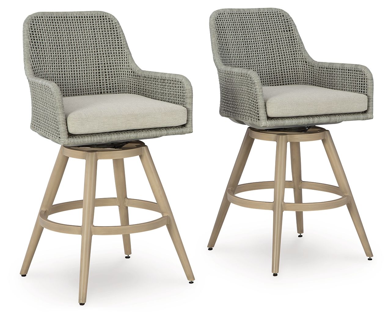 Seton Creek - Barstool With Cushion (Set of 2) - Beige / Gray - Stylish Home Furniture