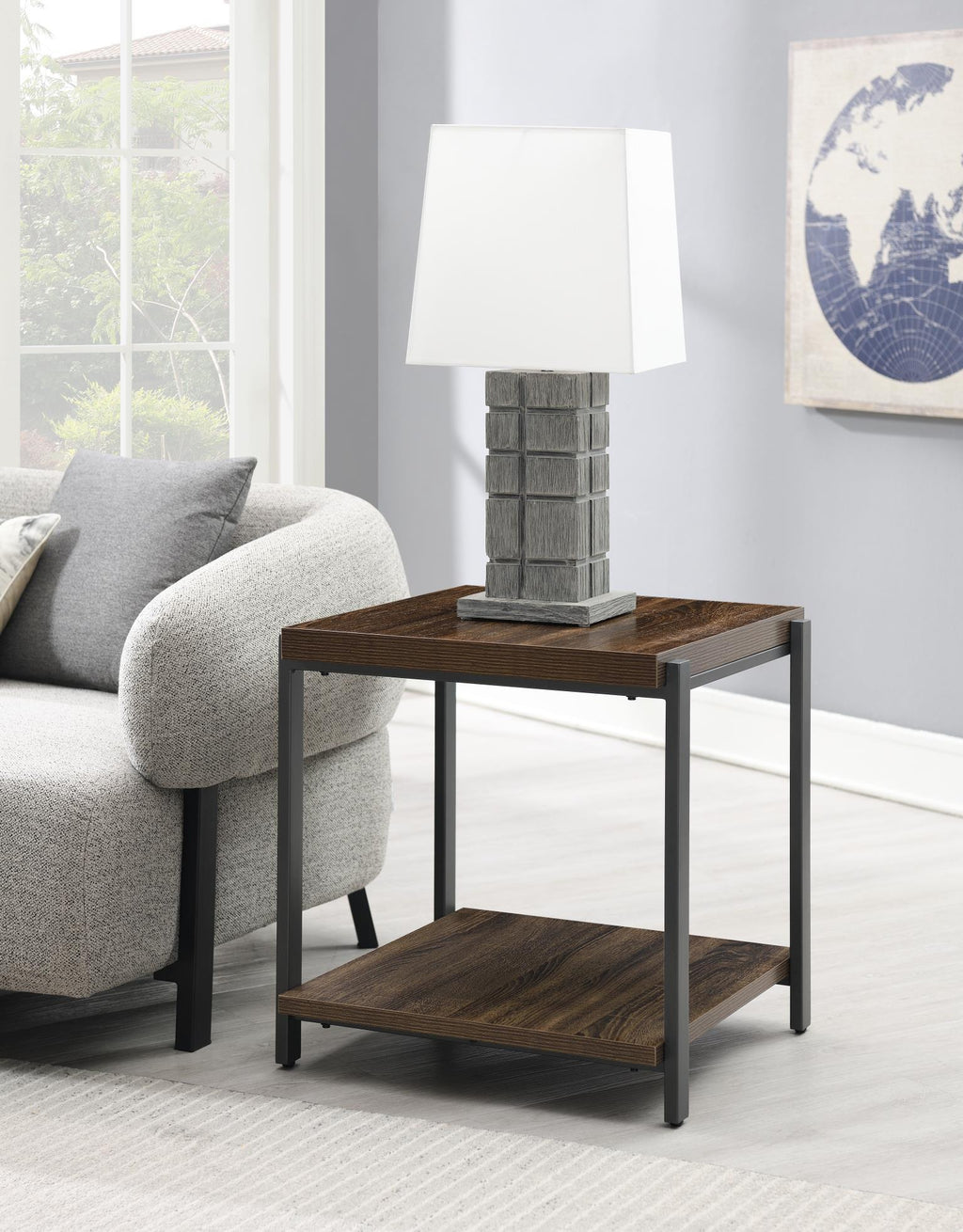 T174 - Coffee Table & 2 End Tables - Warm Brown / Gray - Stylish Home Furniture