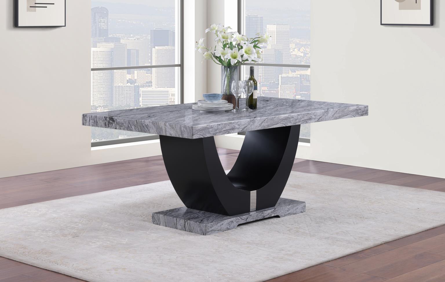 D144 - Faux Marble Dining Table - Gray - Stylish Home Furniture