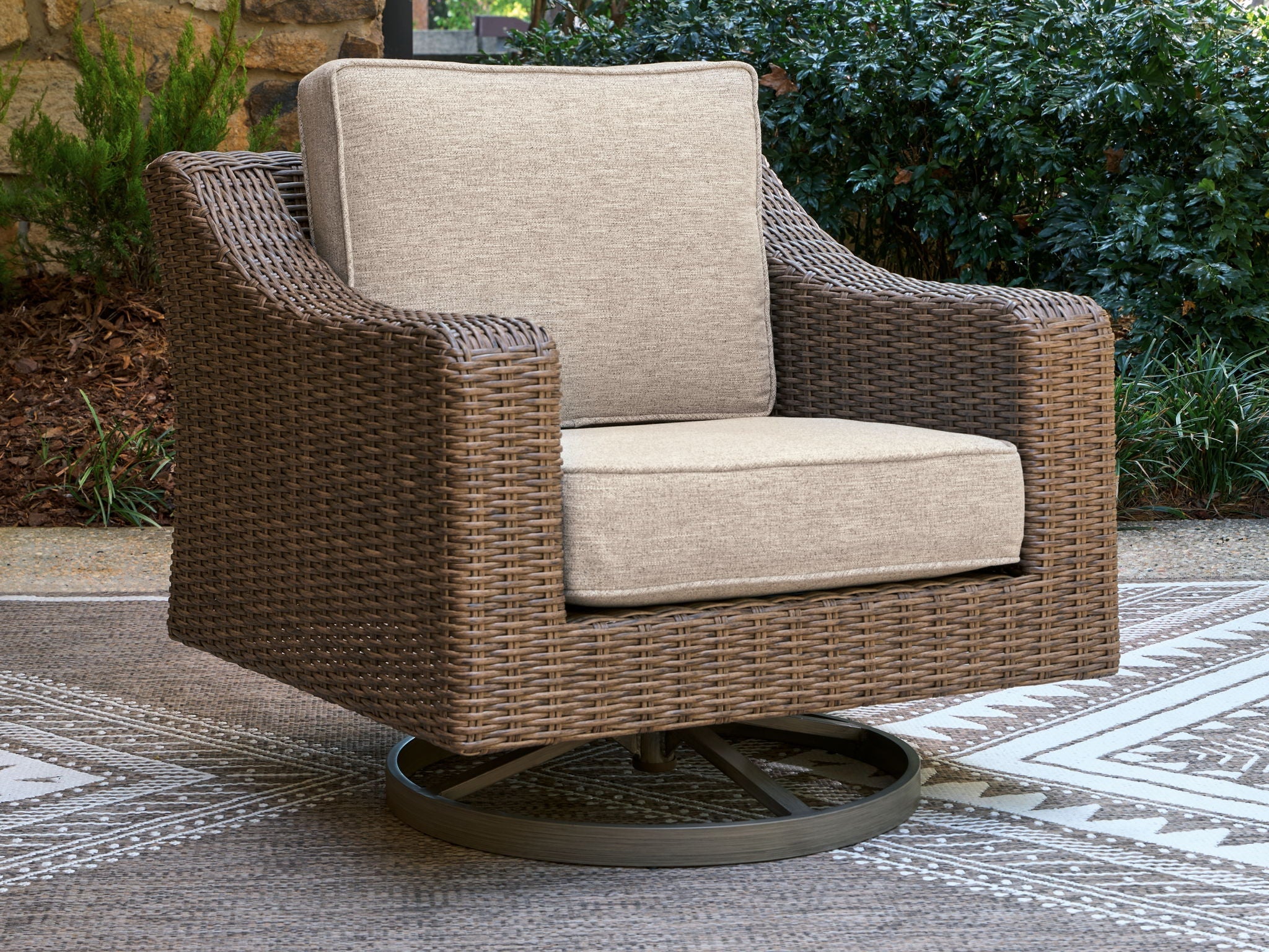 Laguna Heights - Swivel Lounge With Cushion - Beige - Stylish Home Furniture