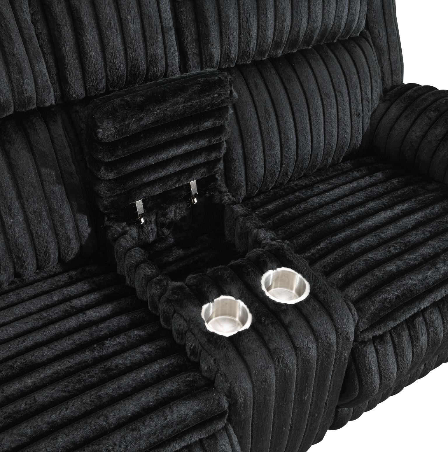 U112 - Corduroy Motion Chair - Black - Stylish Home Furniture