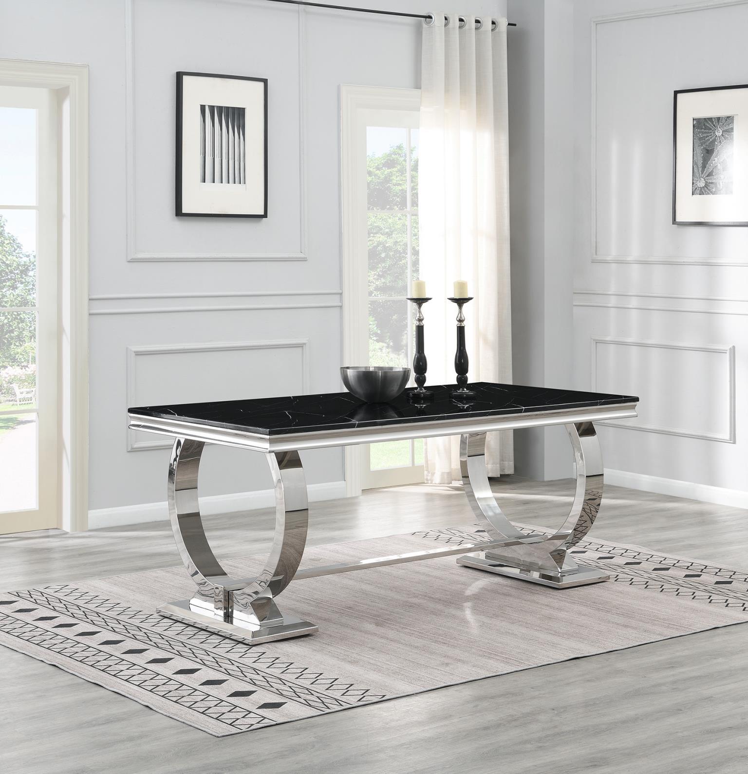 G-082-T-BLACK - Marble Dining Table - Black - Stylish Home Furniture