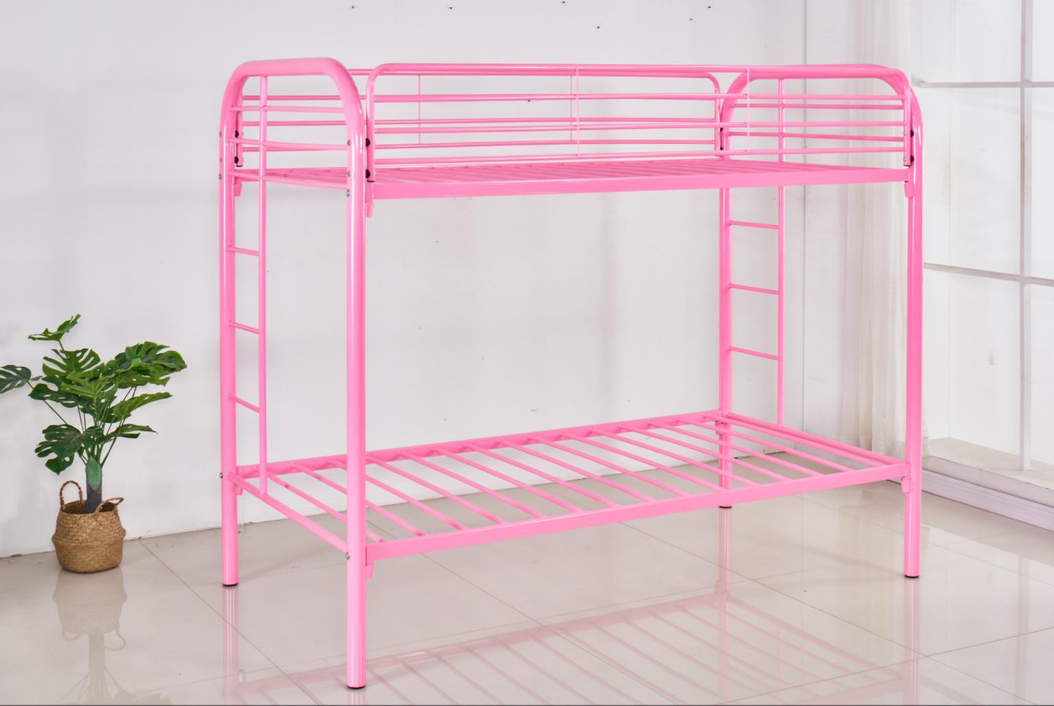 S138 - Twin Over Twin Bunk Bed - Pink - Stylish Home Furniture