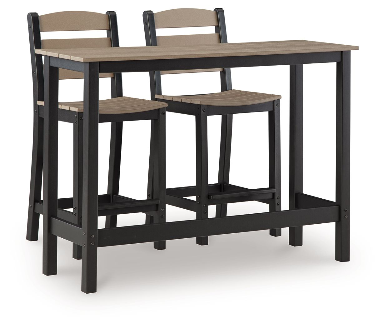 Shoreline Beach - Outdoor Counter Table And 2 Barstools (Set of 3) - Black / Beige - Stylish Home Furniture