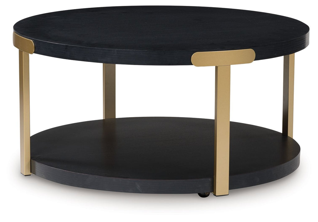 Shylore - Occasional Table Set (Set of 3) - Black / Brass Finish - Stylish Home Furniture