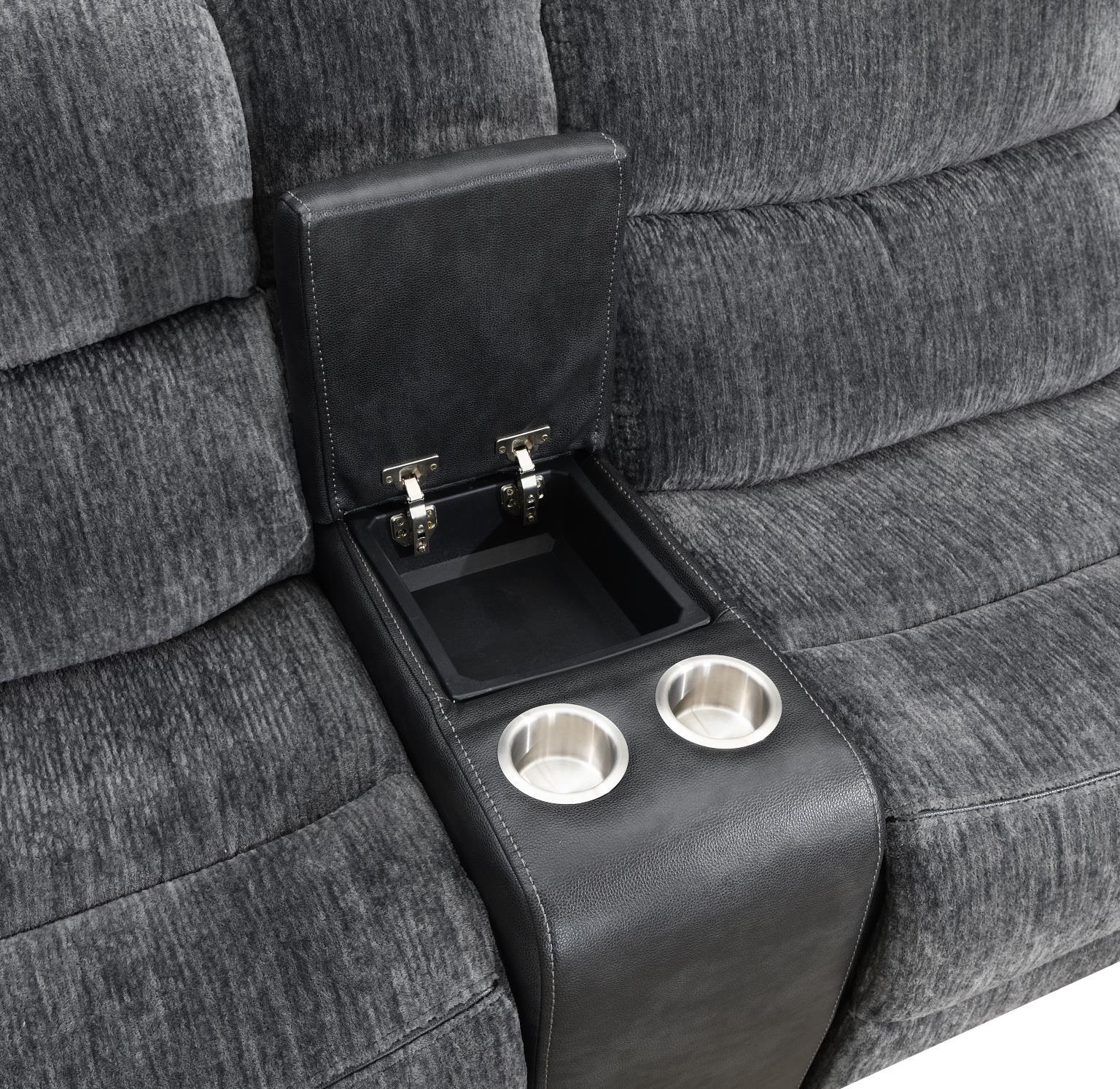 U17 - 6 Piece Power Reclining Sectional With Power Headrest - Dark Gray