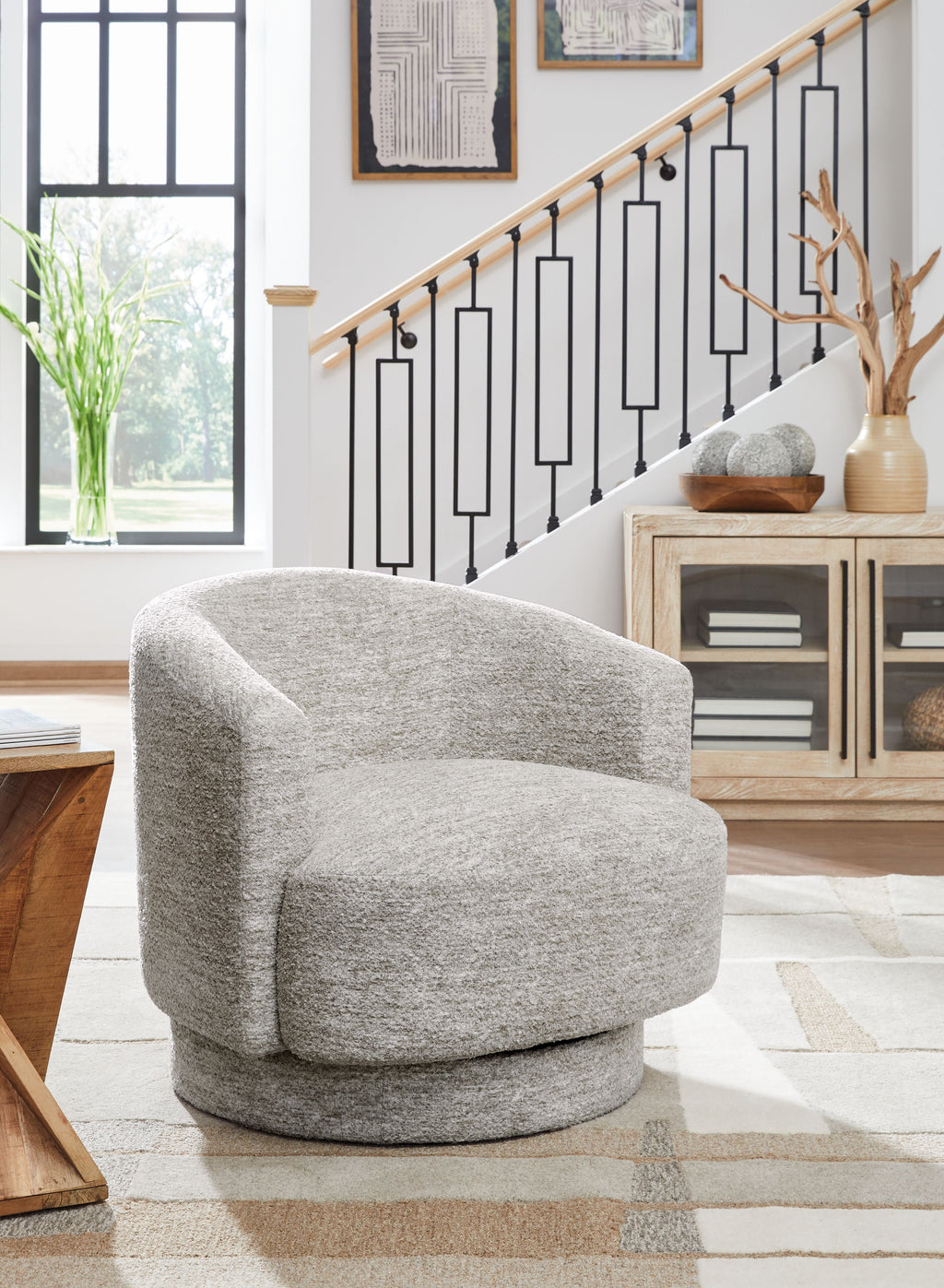 Wardsor - Swivel Chair - Stone - Stylish Home Furniture