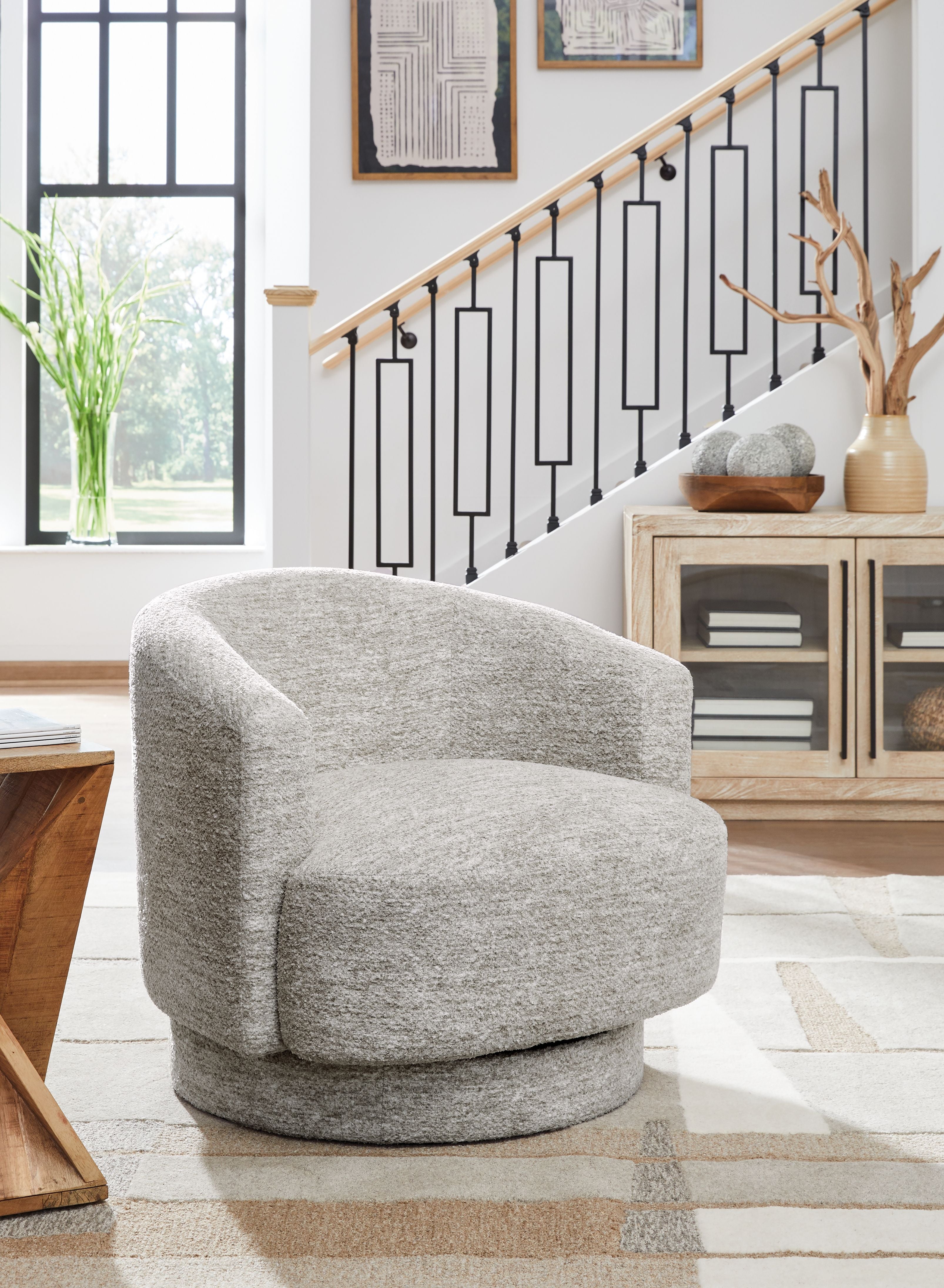 Wardsor - Swivel Chair - Stone - Stylish Home Furniture