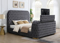 B541 - Velvet Bed With Fireplace, TV Mount & Bluetooth Speaker & USB - Stylish Home Furniture