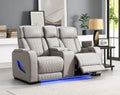 U71 - Power Reclining Loveseat With Power Headrest, Massage, Heat, Ambient Light, Storage Arms / USB And Wireless Charger - Gray